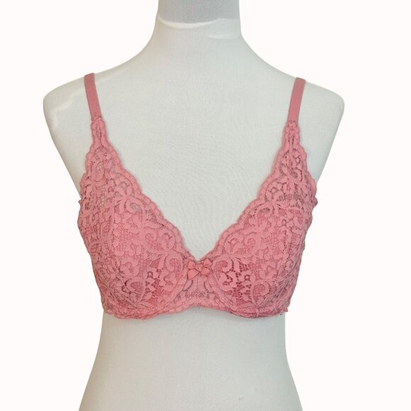 Victorias Secret Lace BraSize 38B Dusty Pink Body by Victoria Lined Demi - Picture 14 of 14